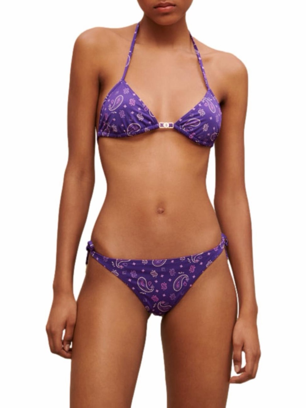 Maje Purple Paisley Triangle Tie Bikini 3 large - Picture 2 of 5